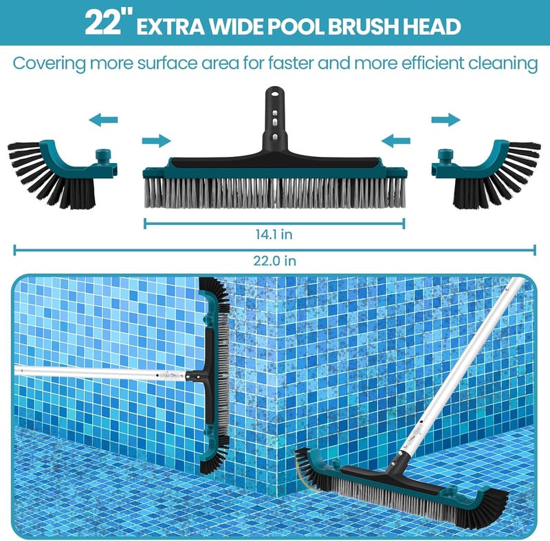 POOLWHALE Deluxe Swimming Pool Cleaning Kit Including Pool Net and Vacuum Head, Pool Brush with 13Ft Pole for Above Ground & Inground Swimming Pools - Image 5